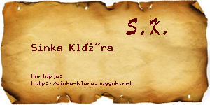 Sinka Klára névjegykártya